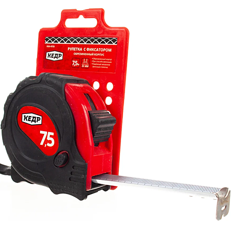Рулетка  7,5 м x 25 мм с фиксатором,обрезиненная,Кедр