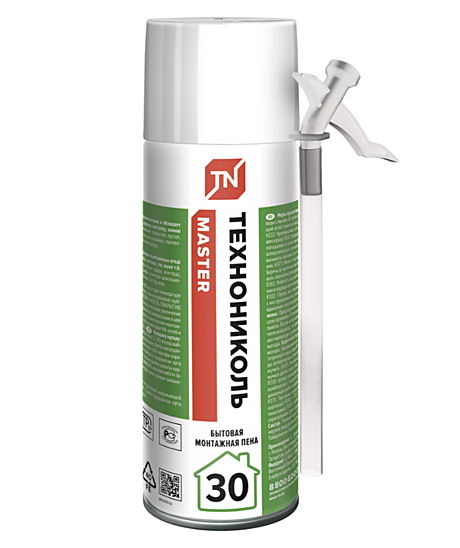 Пена монтажная ТЕХНОНИКОЛЬ MASTER 30 Бытовая, 350 мл, шт