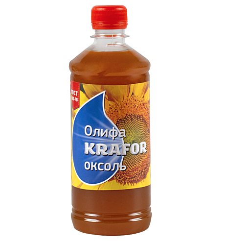 Олифа Оксоль Krafor, для деревянных и металлических поверхностей, 0,5 л, бесцветная