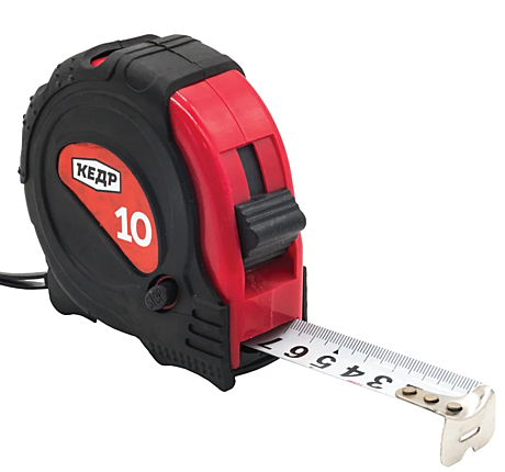 Рулетка 10 м x 25 мм с фиксатором,обрезиненная,КЕДР